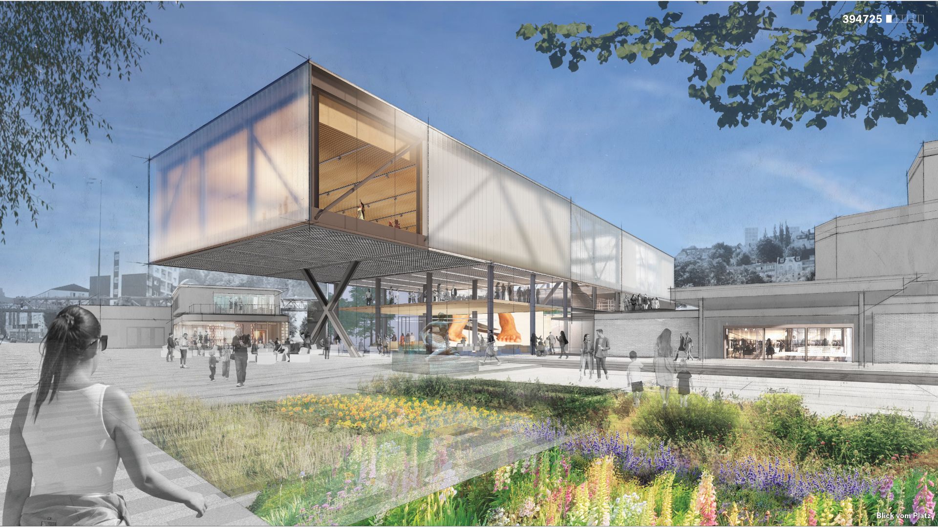 This is what the Pina Bausch Center should look like when it is completed in 2027. The architectural sketch by architects Diller Scofidio + Renfro gives a good first impression