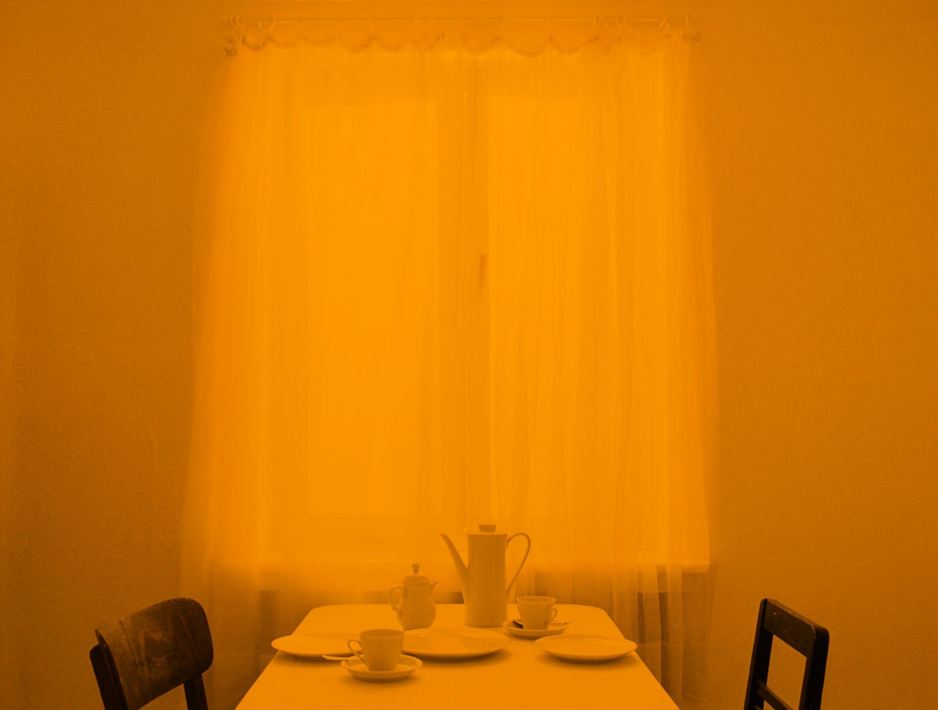 The "Kaffeezimmer" room-within-a-room installation stands on a turntable that moves so slowly that it creates a sense of spatial disorientation