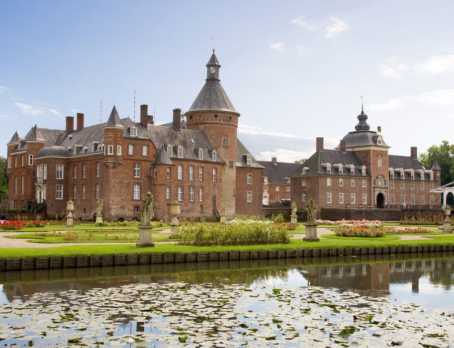 View of Anholt moated castle in good weather