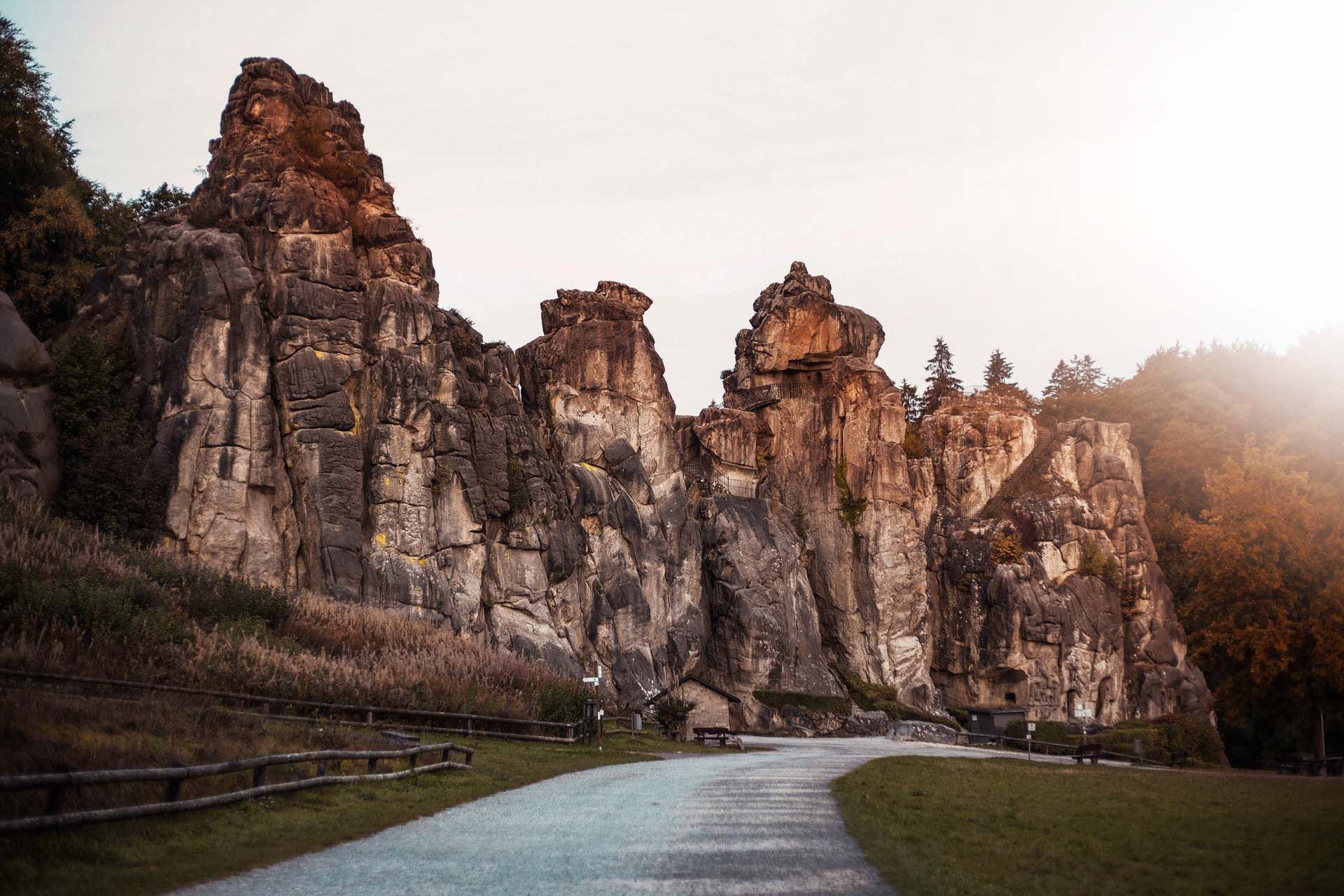 Exterior view of the Externsteine in the Teutoburg Forest