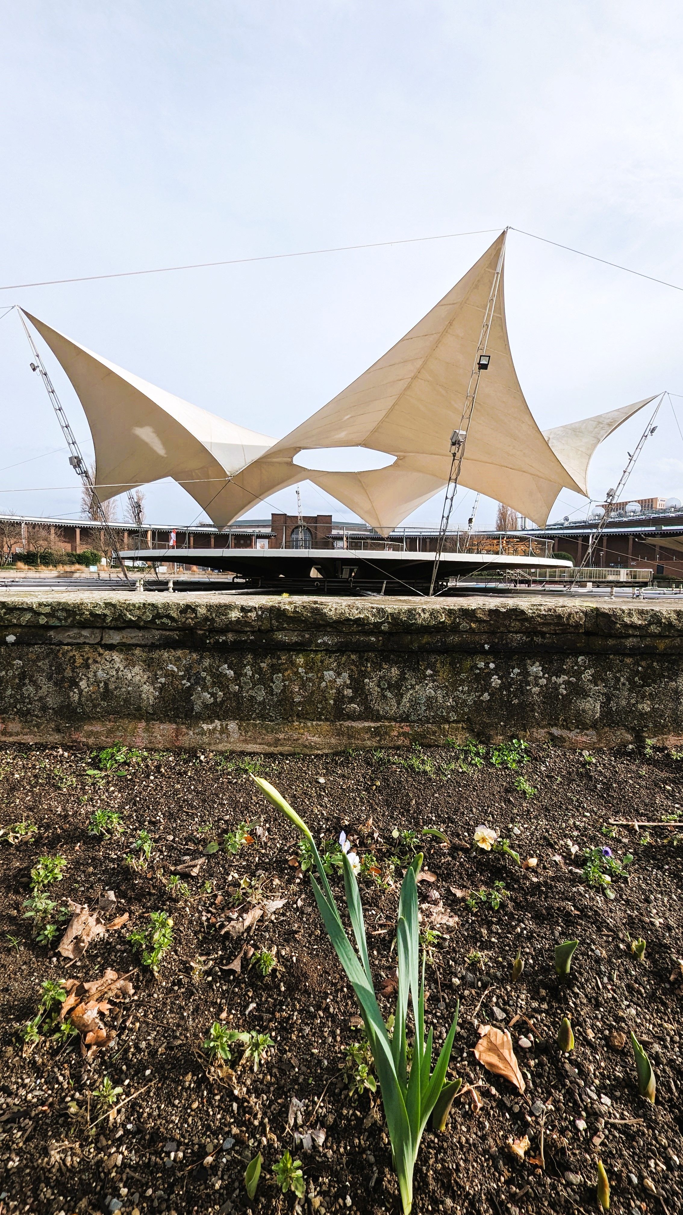 The Tanzbrunnen's starry wave tent is enthroned above a platform with water features and gives events a unique atmosphere