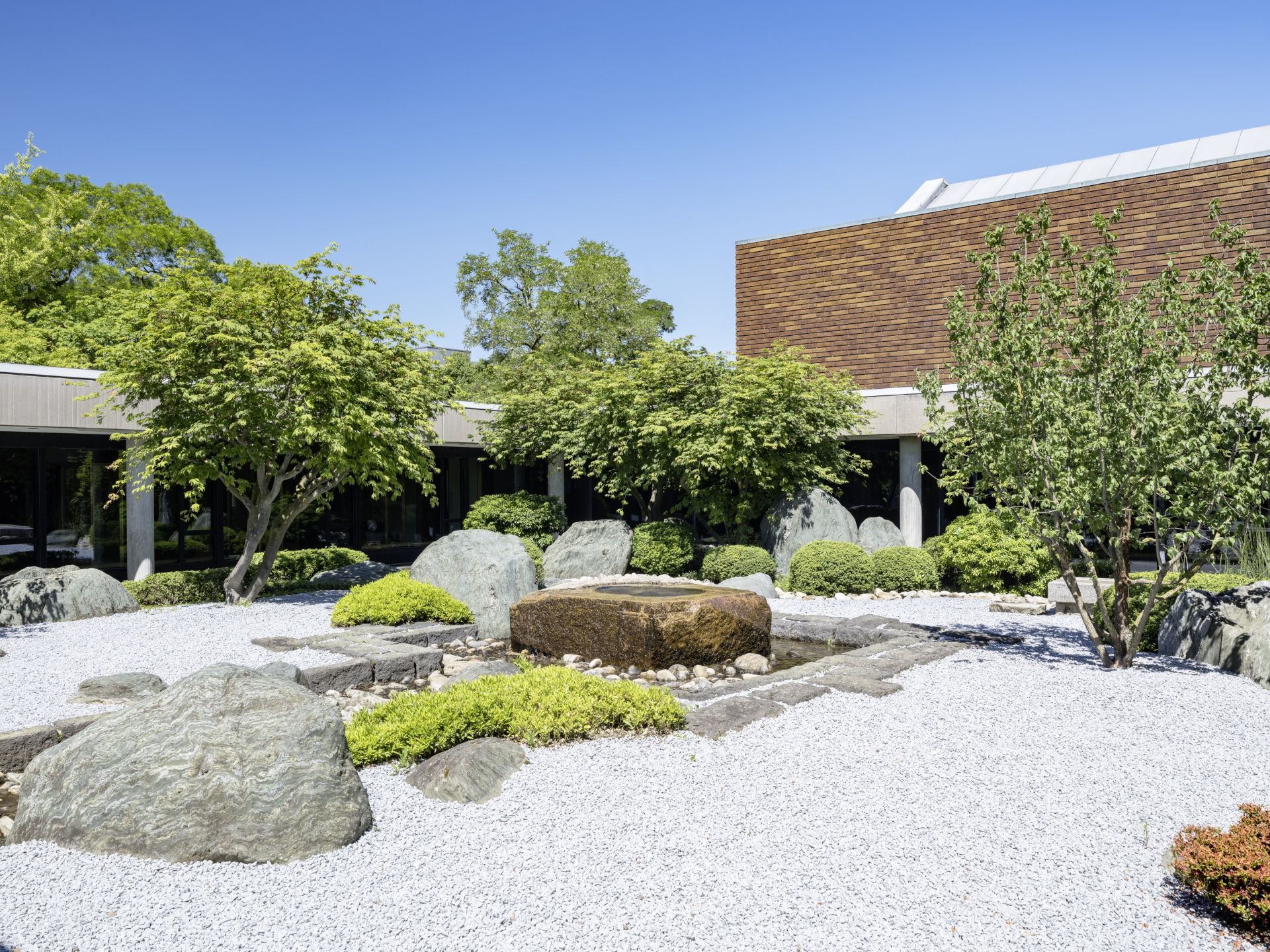 Sculptor Masayuki Nagare designed the inner garden of the Museum of East Asian Art, drawing inspiration from traditional Japanese meditation gardens