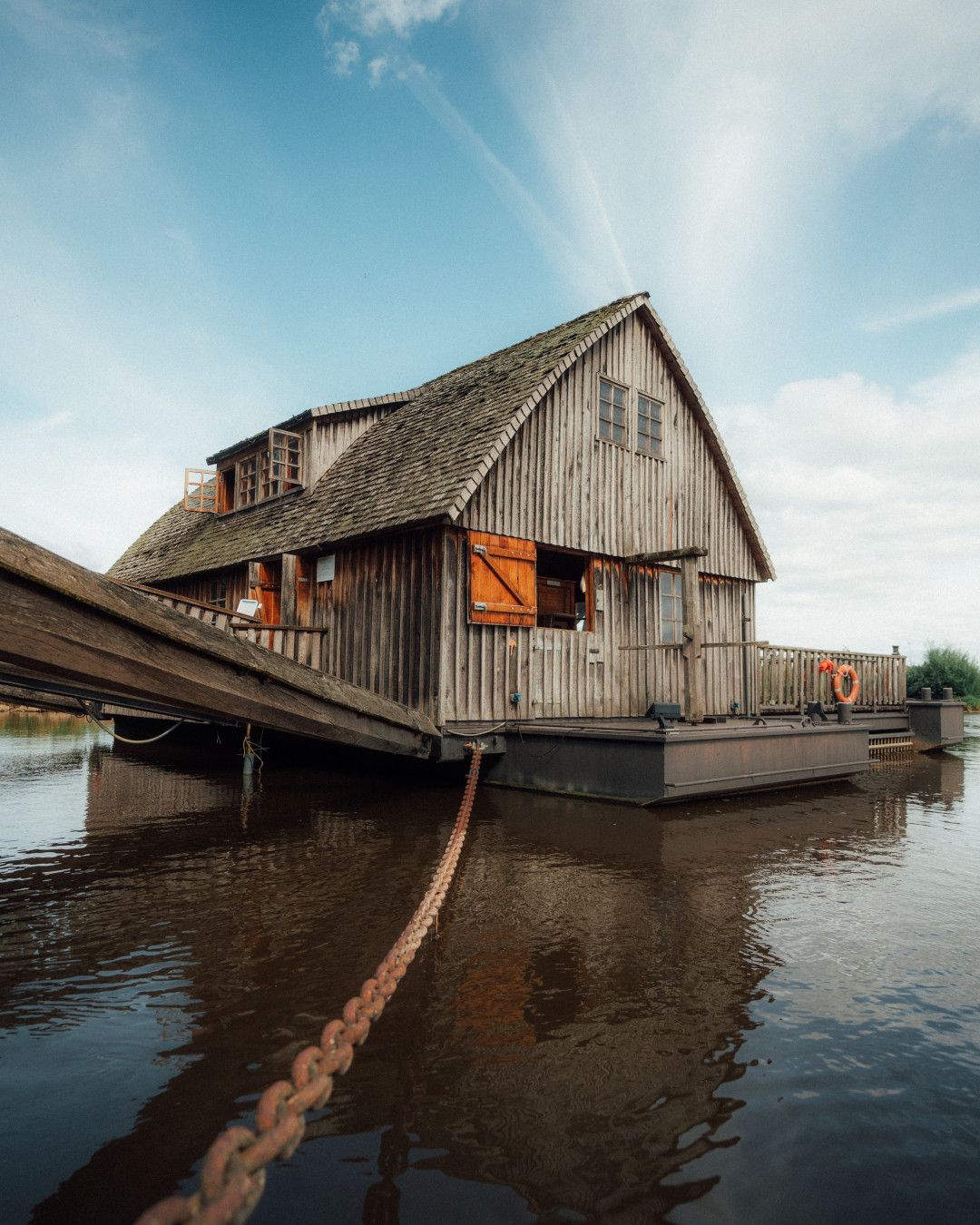 Minden ship mill on the Weser river, side view