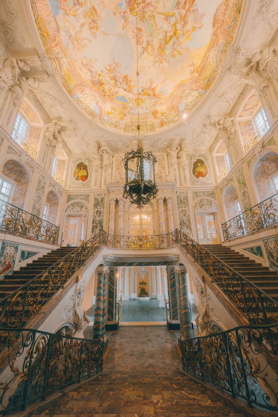 The magnificent staircase at Augustusburg Palace in Brühl impresses with its gold and marble