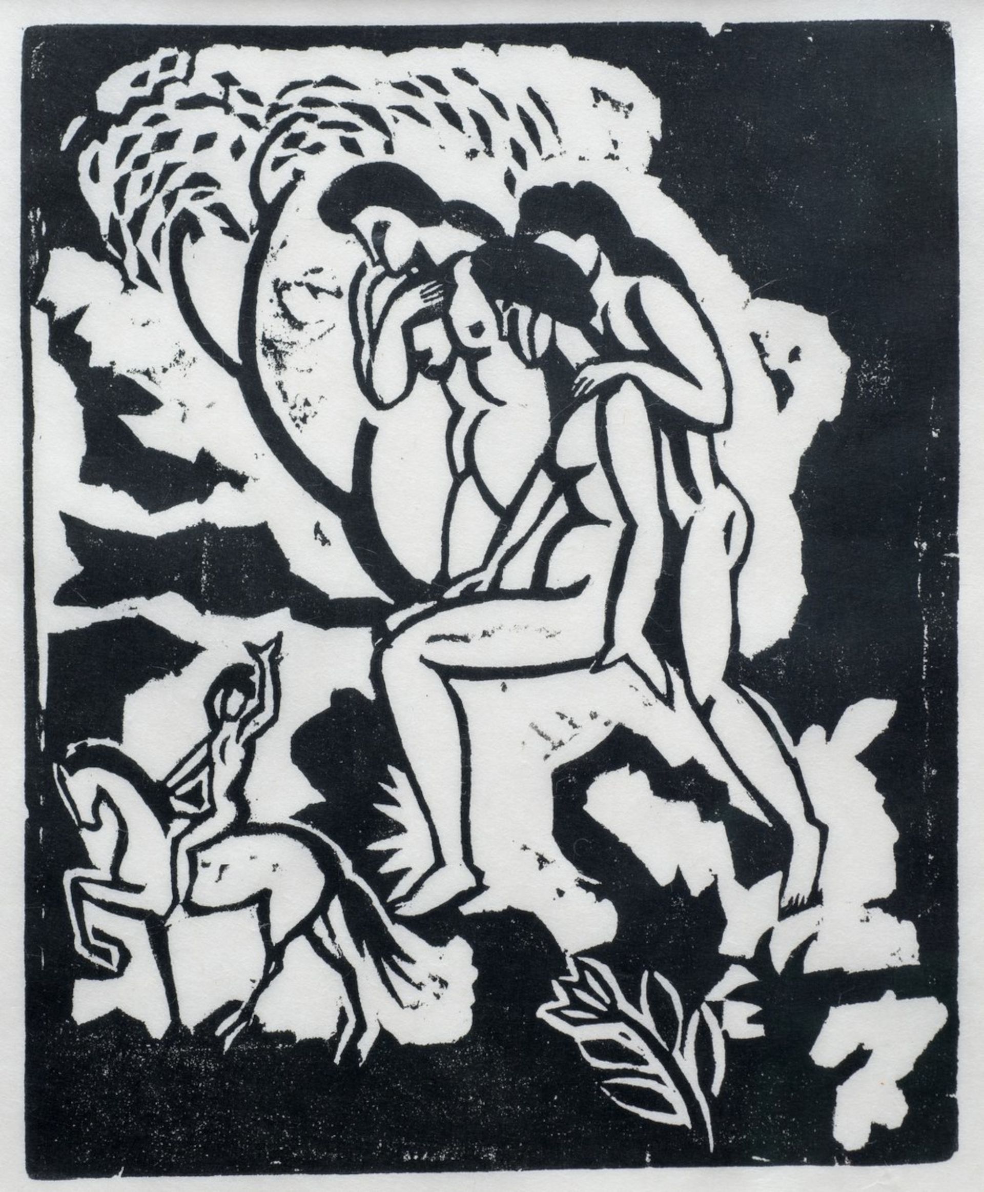 August Macke Greeting, 1912 Linocut, printed on fine laid paper, 36.2 × 30.8 cm