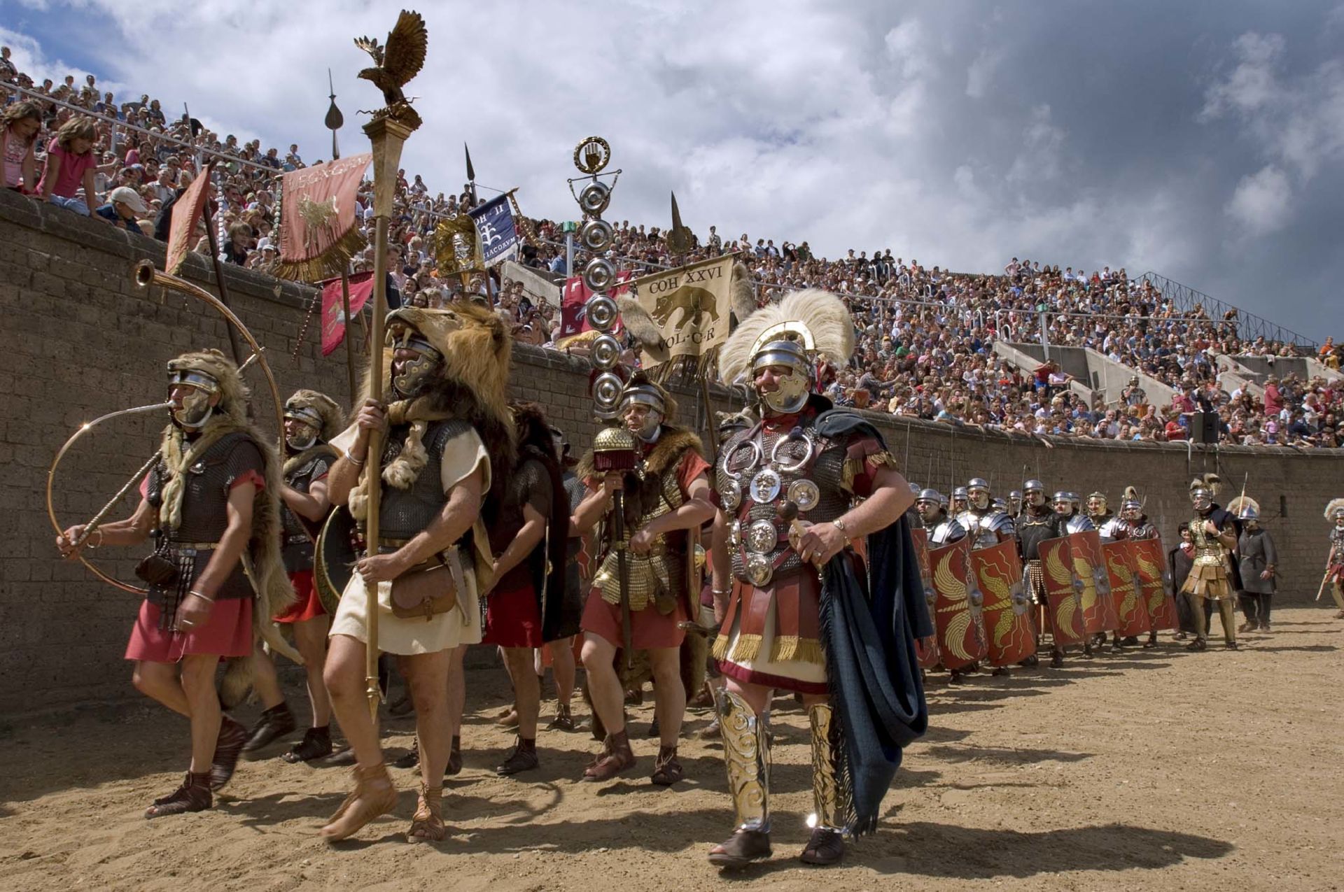 The legionnaires take up their positions in the arena
