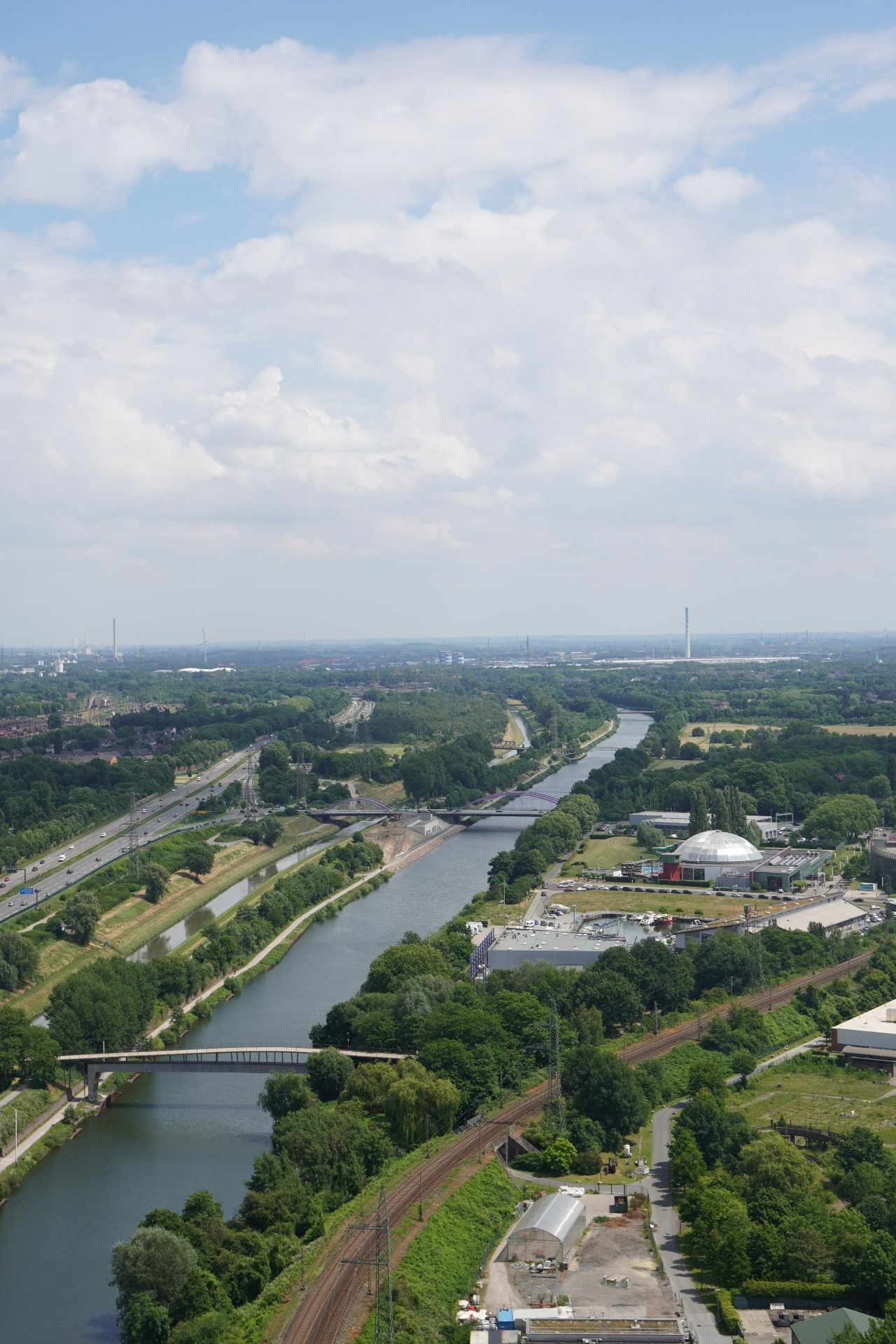 From the Gasometer, you have a view of the Emscher and Ruhr rivers
