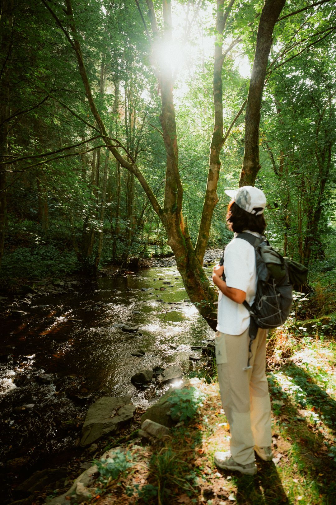 Hikers on the Rur in the Eifel