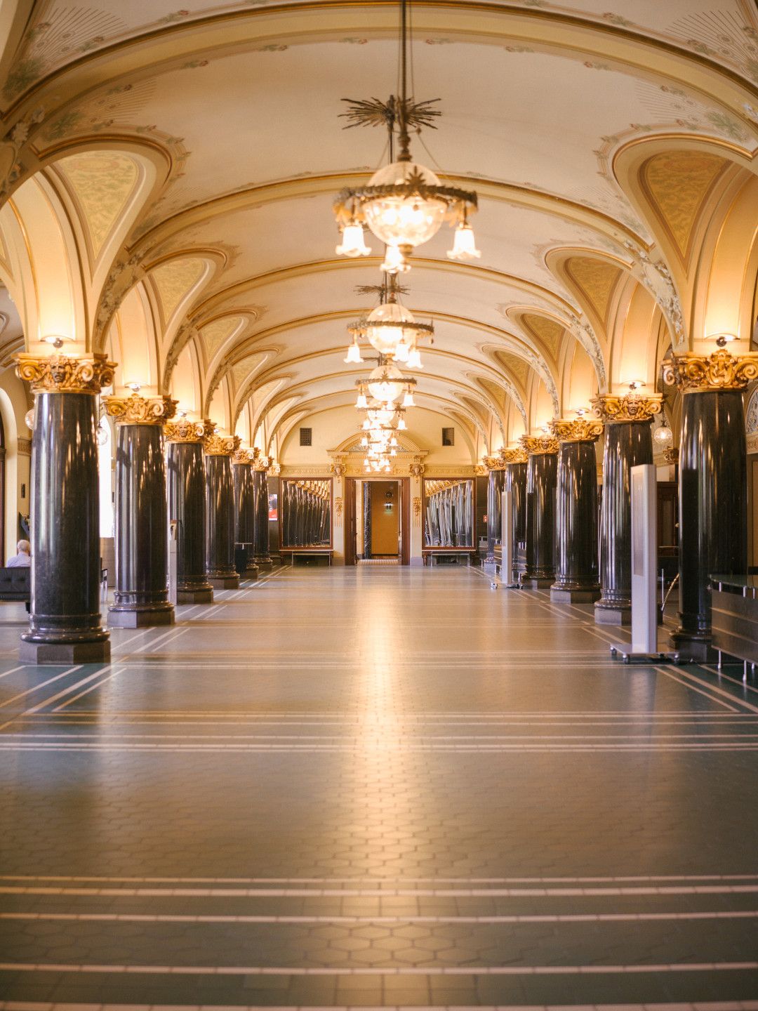 Historic City Hall Wuppertal aisle with columns