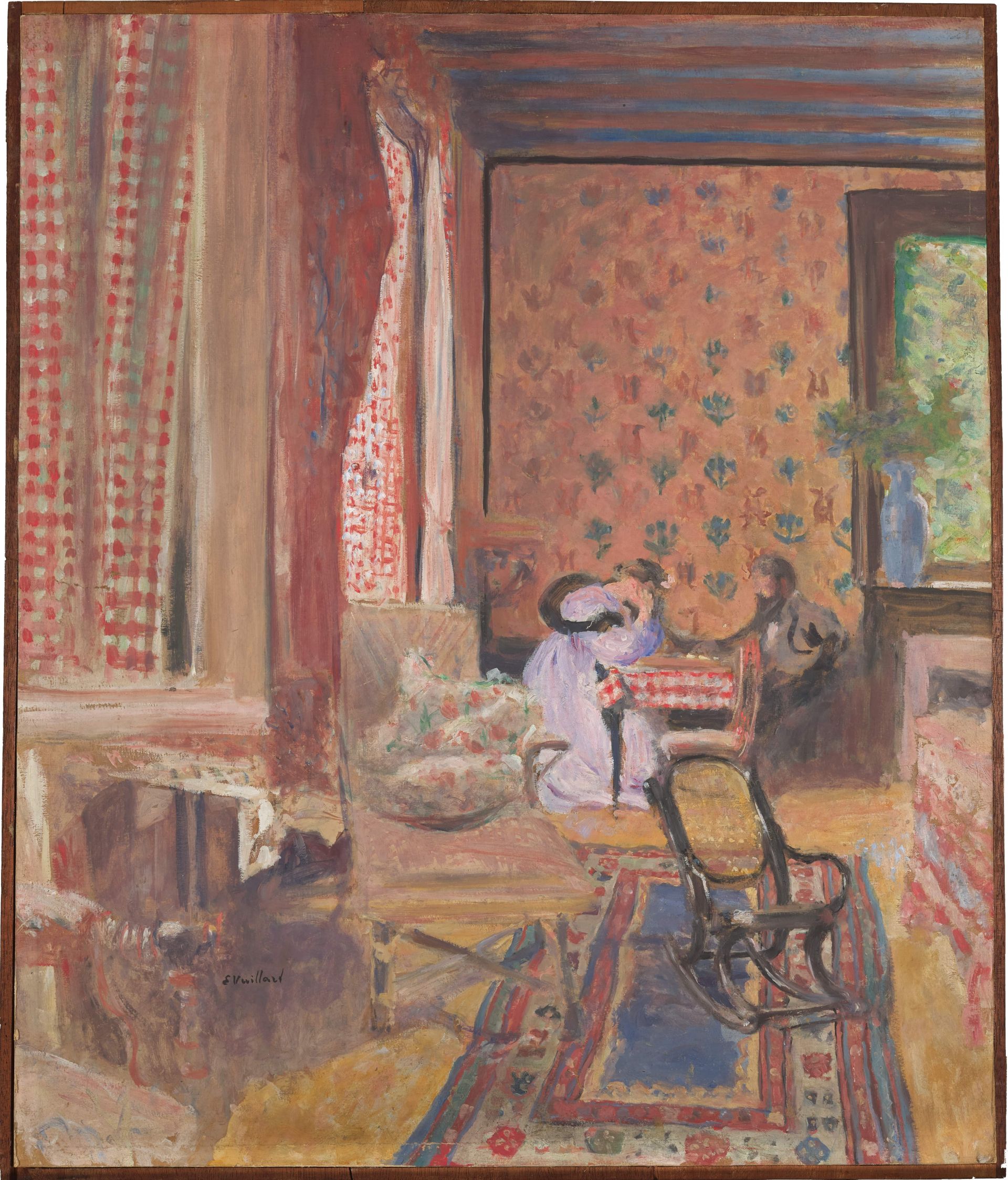 Edouard Vuillard, At the board game (La partie de Dames), 1902 Oil on wood 68.2 x 58.4 cm