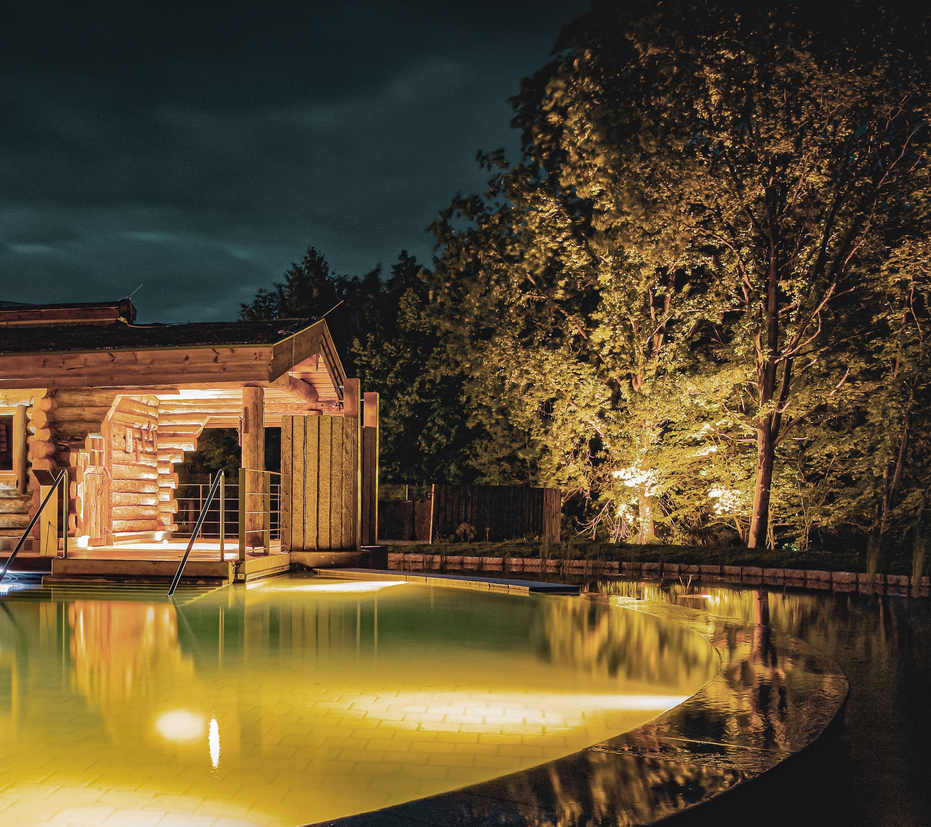 VitaSol sauna area in the evening