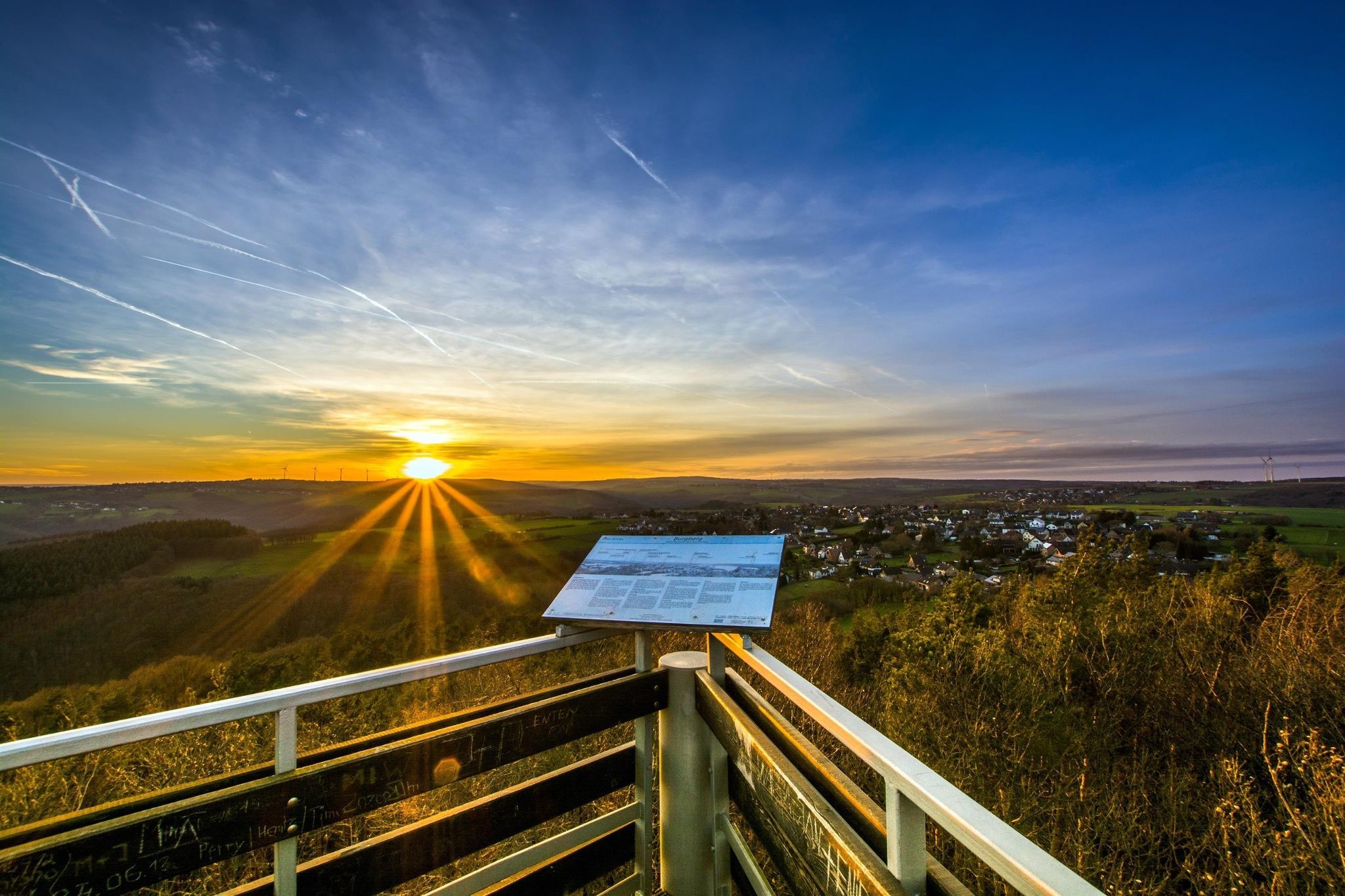 Sunset at the Krawutschke Tower with a view over the Eifel