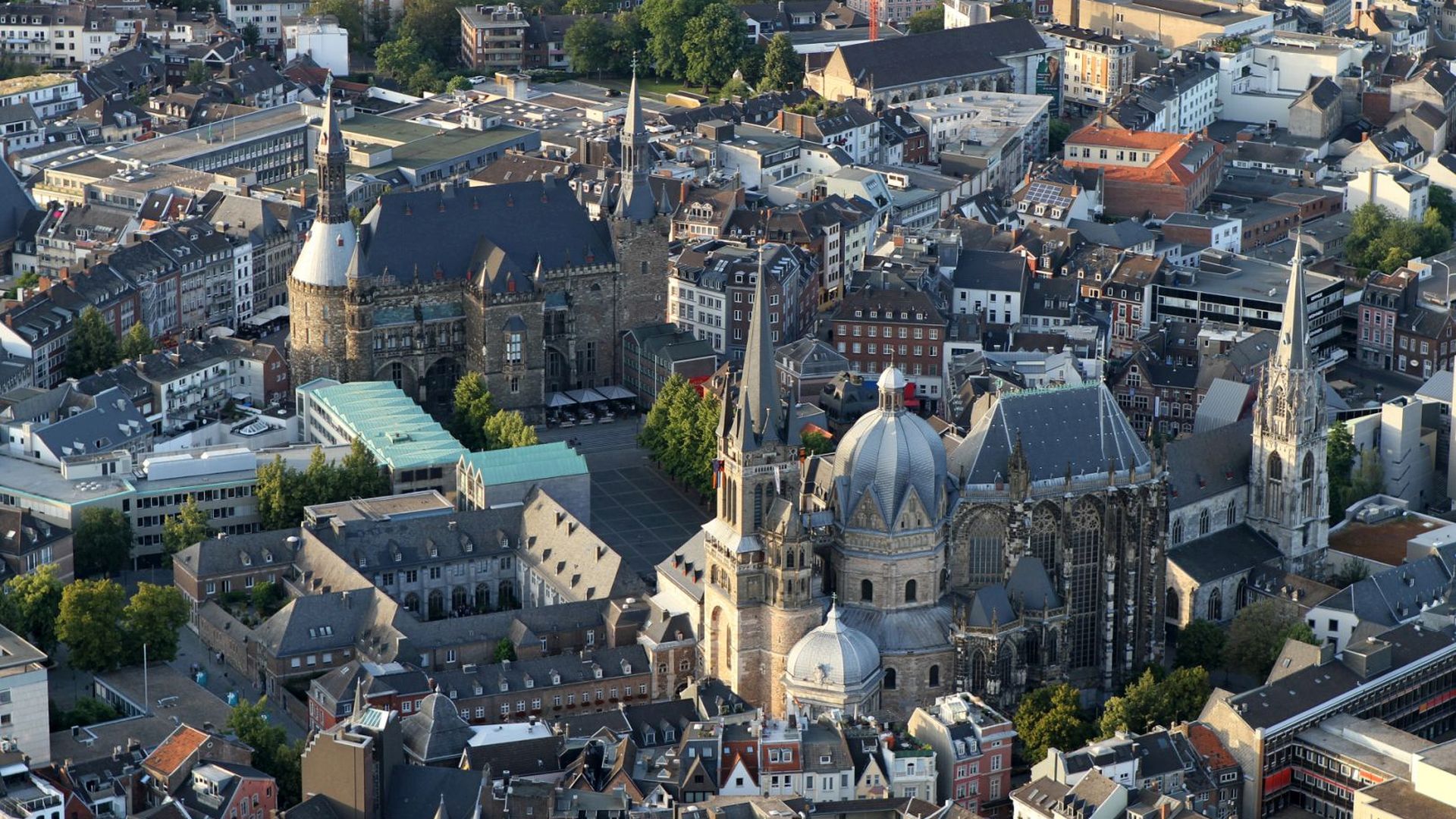 Aerial view of Aachen Old Town