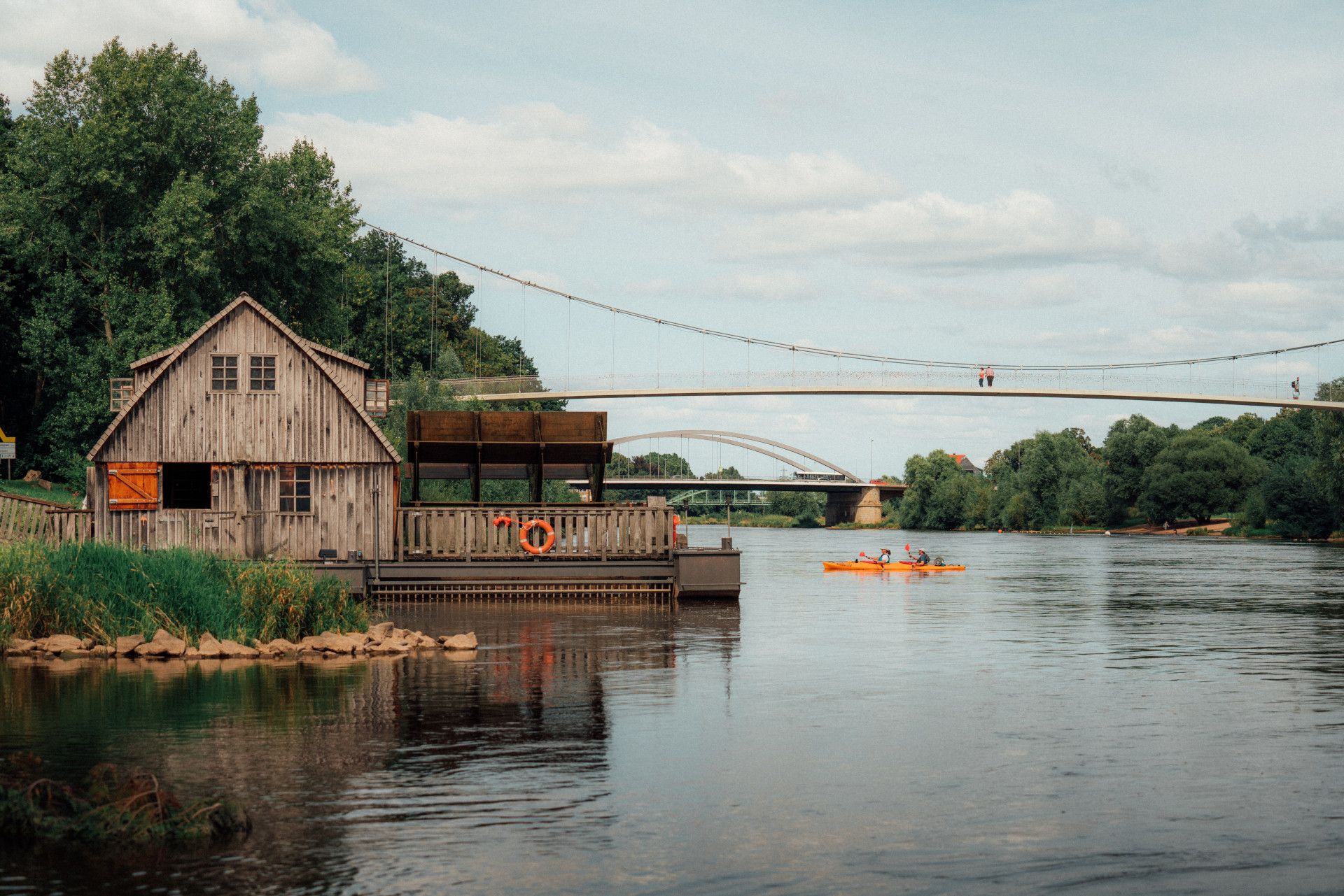 Kayak on the Weser at Schiffmühle Minden