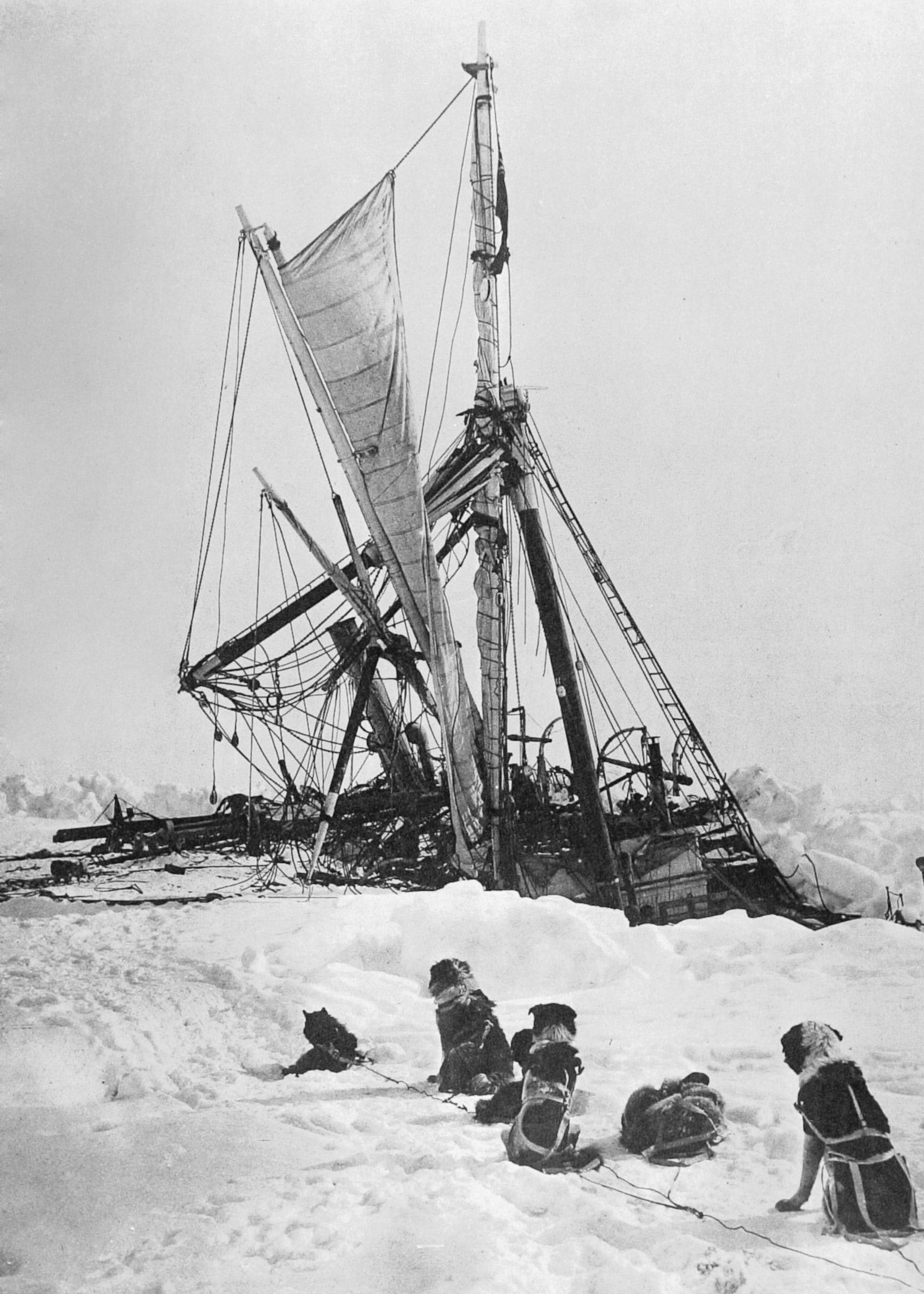 The sinking Endurance in the pack ice, 1915