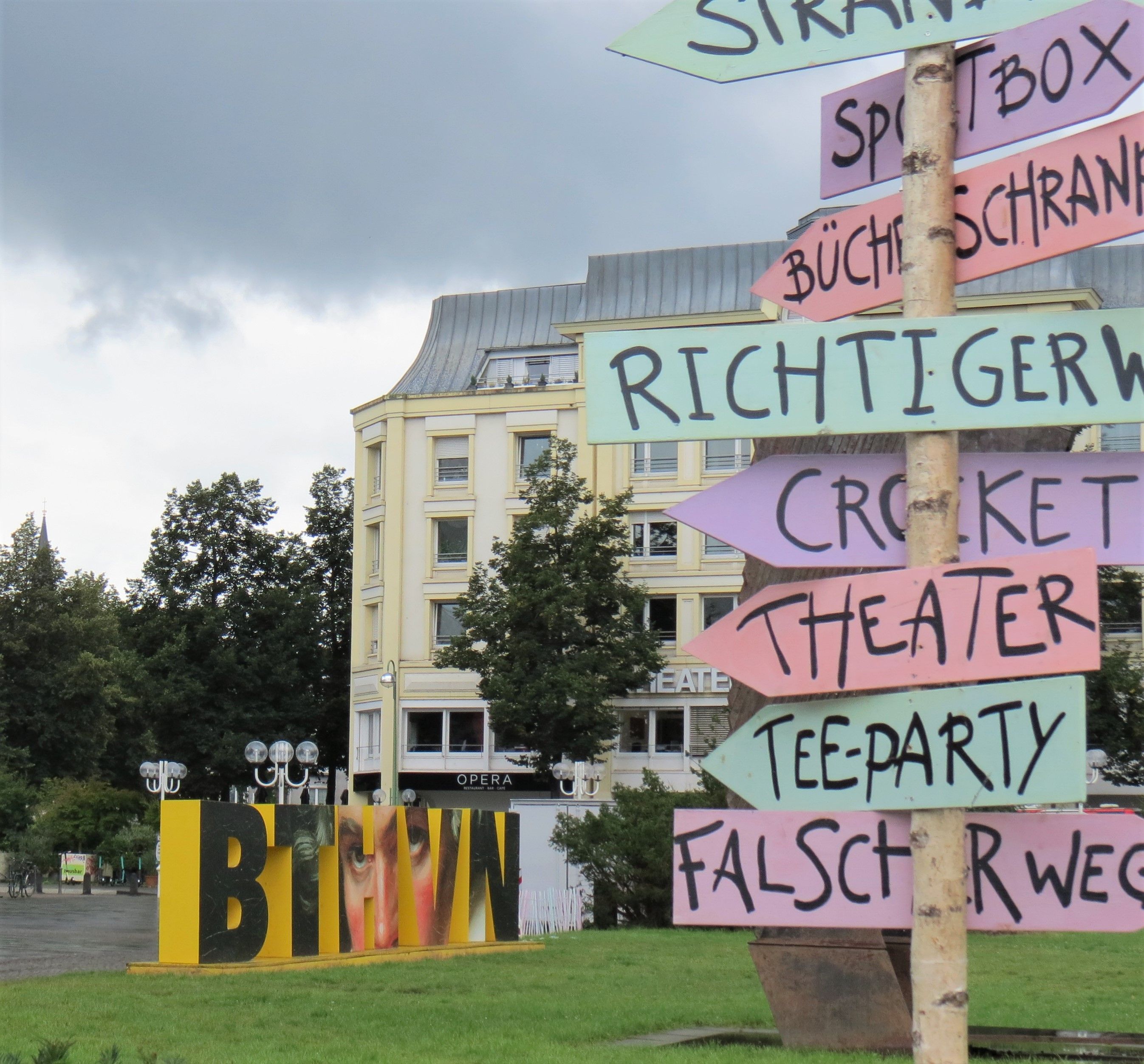 Signpost and Beethoven anniversary lettering, Bonn & the Rhein-Sieg region