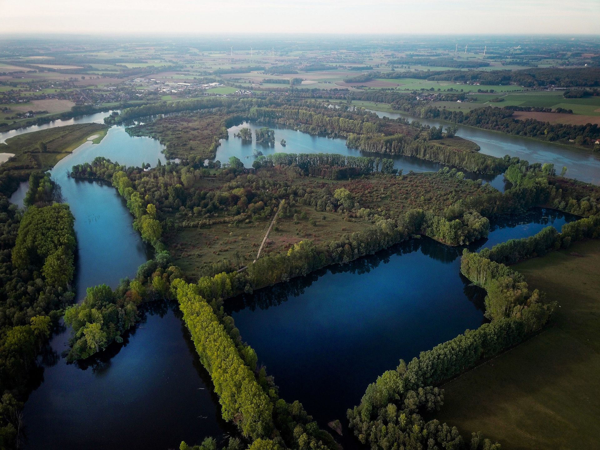 Bird's eye view of the Bislicher Insel nature reserve on the Lower Rhine