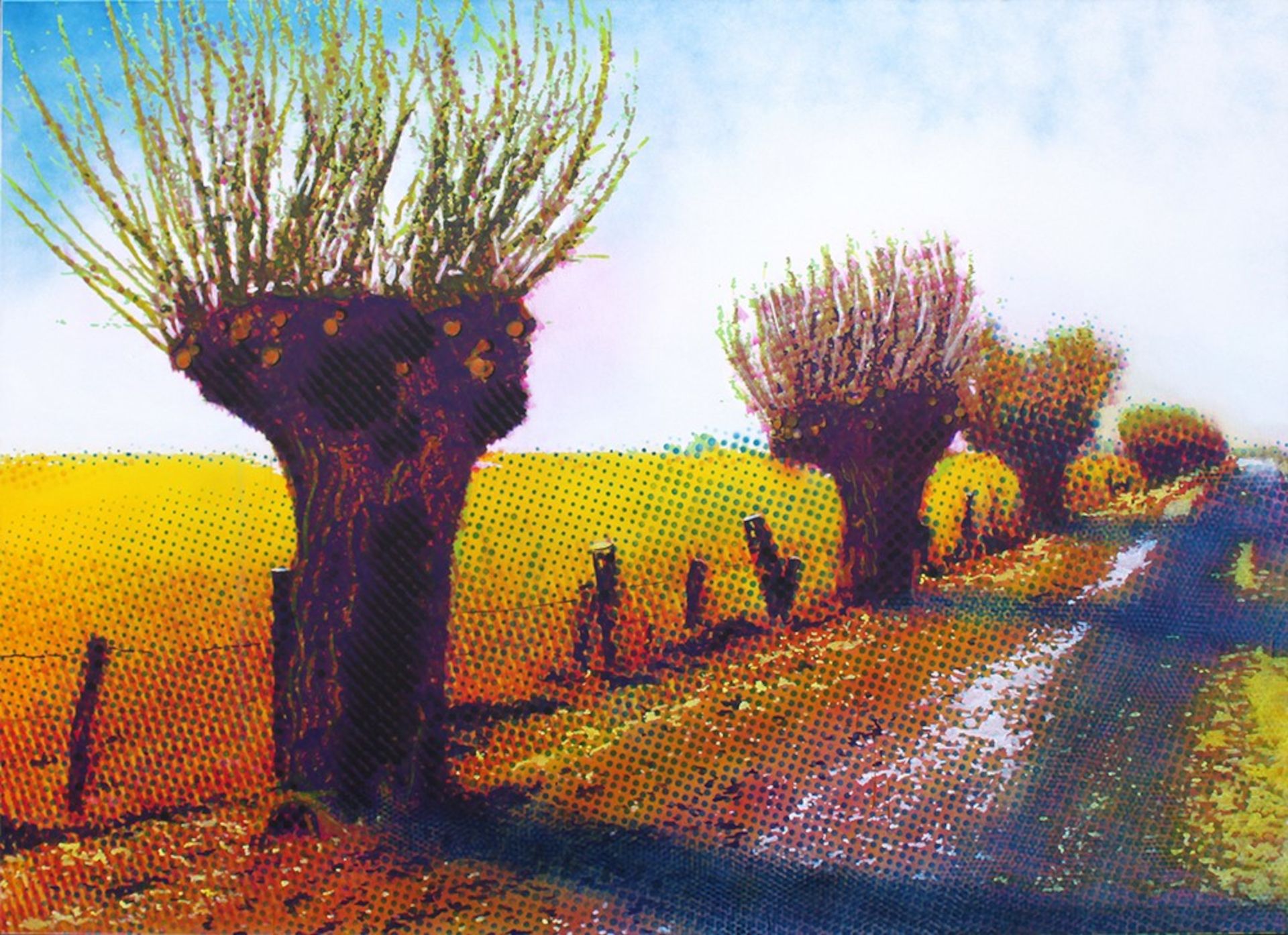 Lower Rhine landscape near Xanten, 2013, acrylic banana stalks on canvas, 145 x 200 cm