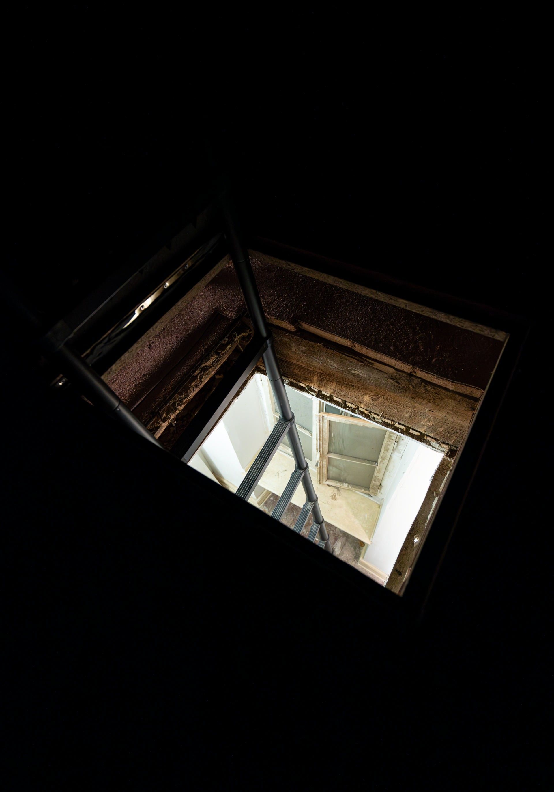 View through a floor hatch in the original house in Mönchengladbach-Rheydt