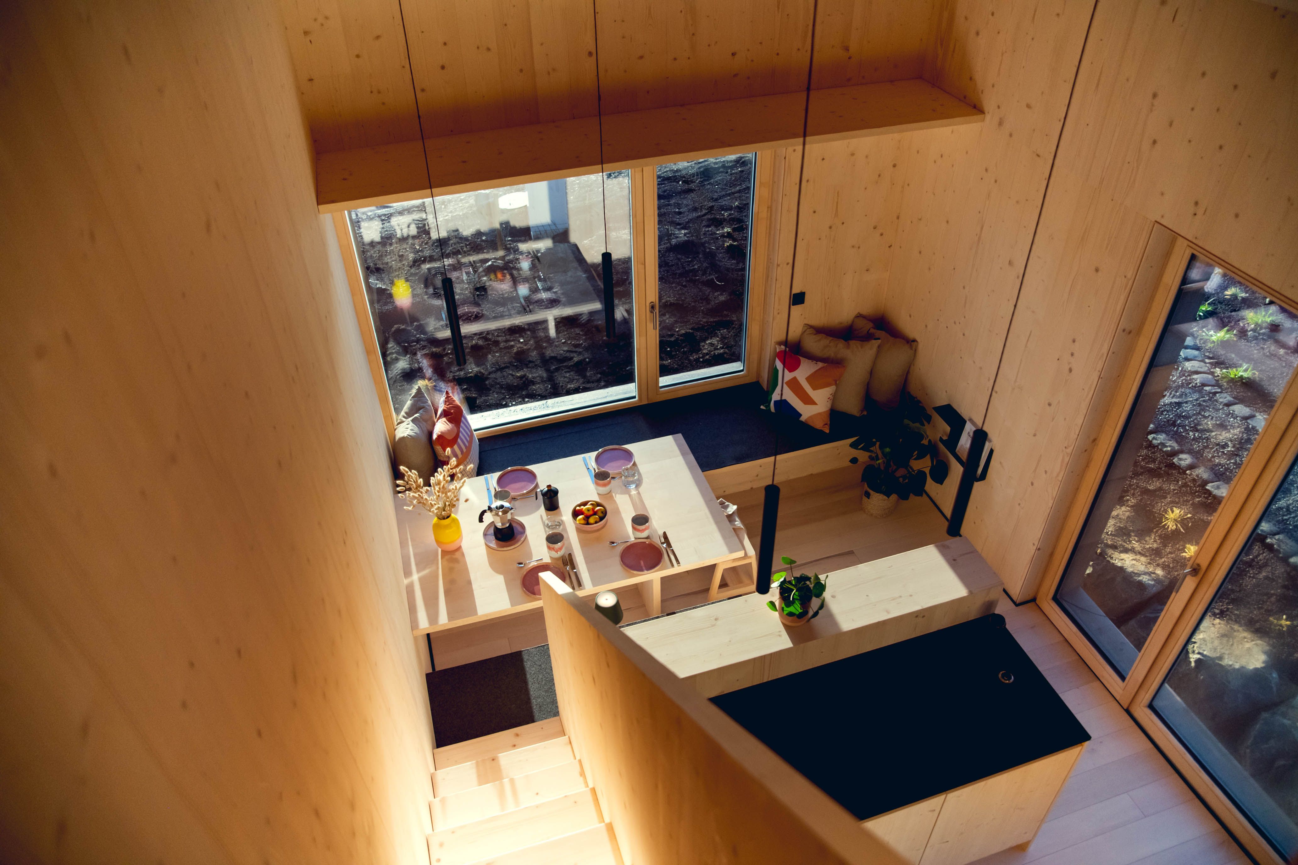 Interior view of Tiny House in Rurberg in the Eifel region