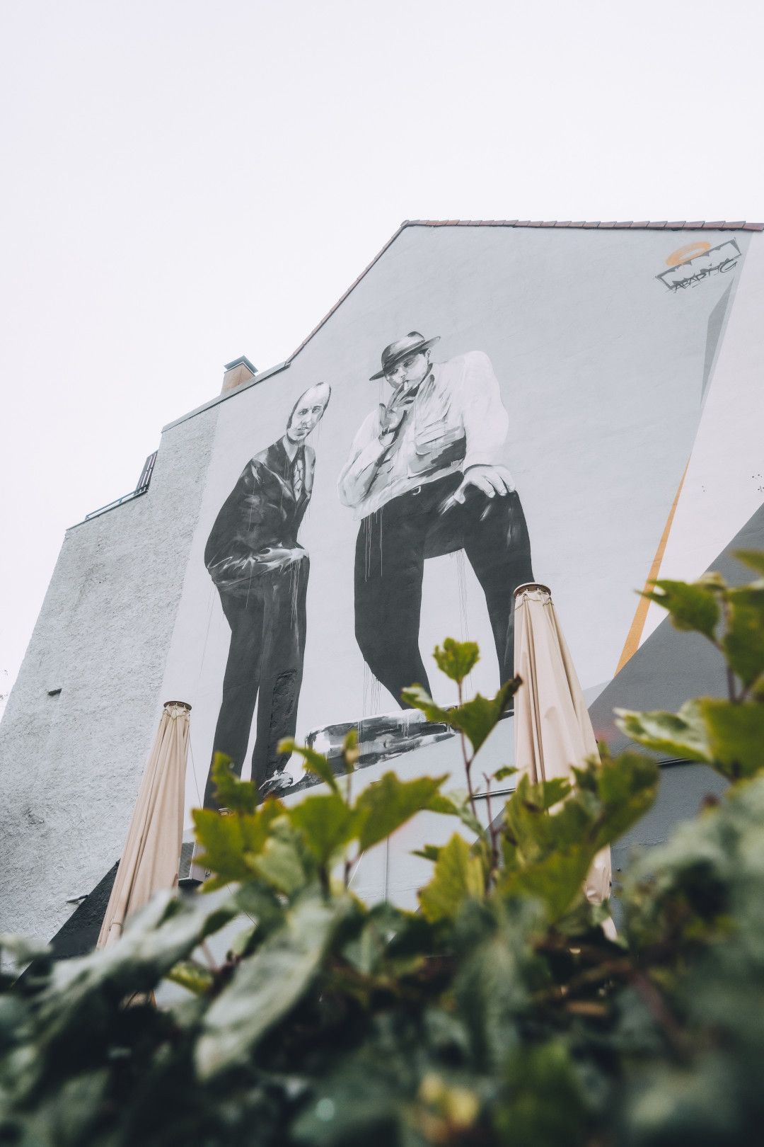 A large mural in Mönchengladbach shows Hans Hollein and Joseph Beuys