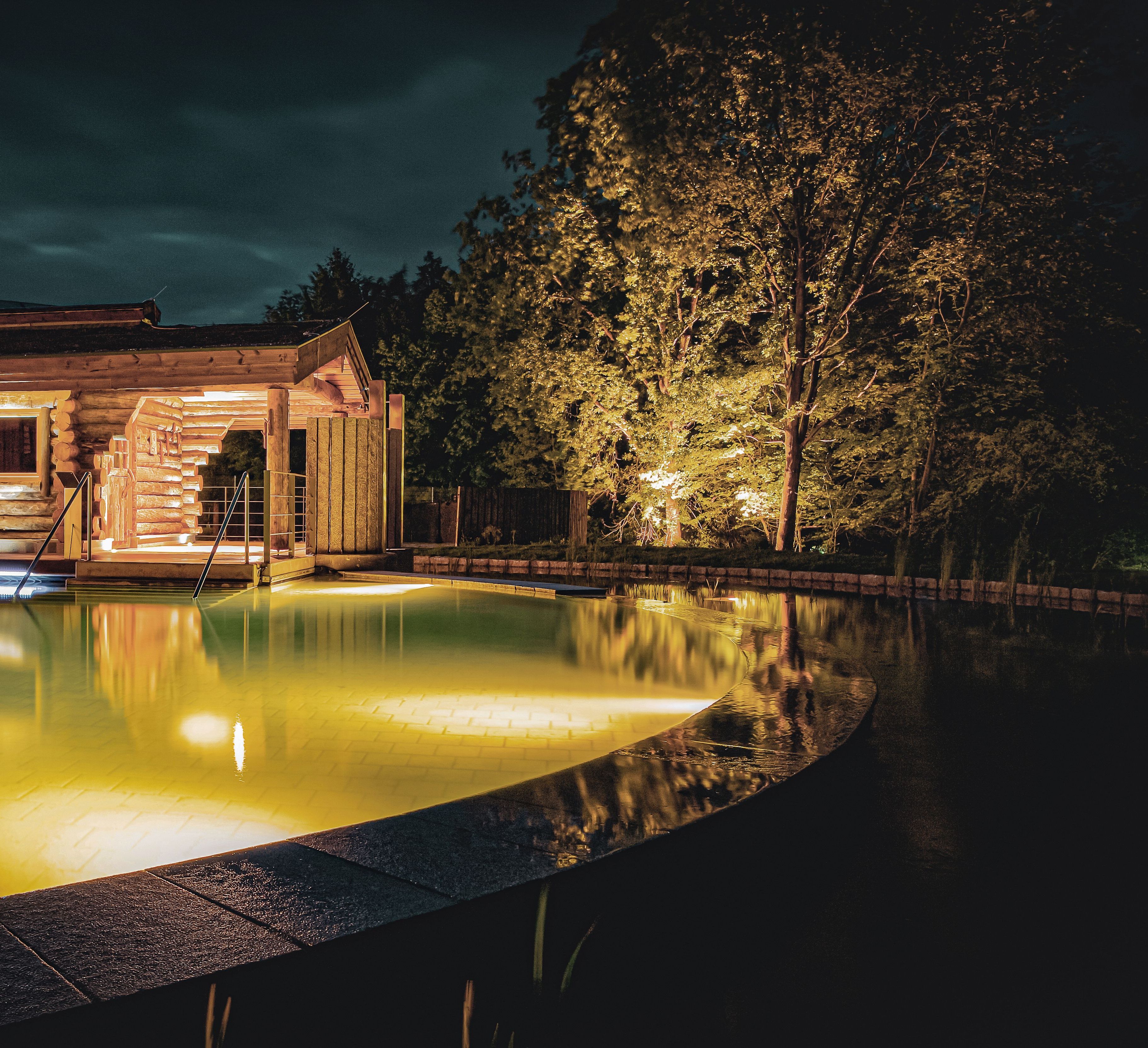 VitaSol sauna area in the evening