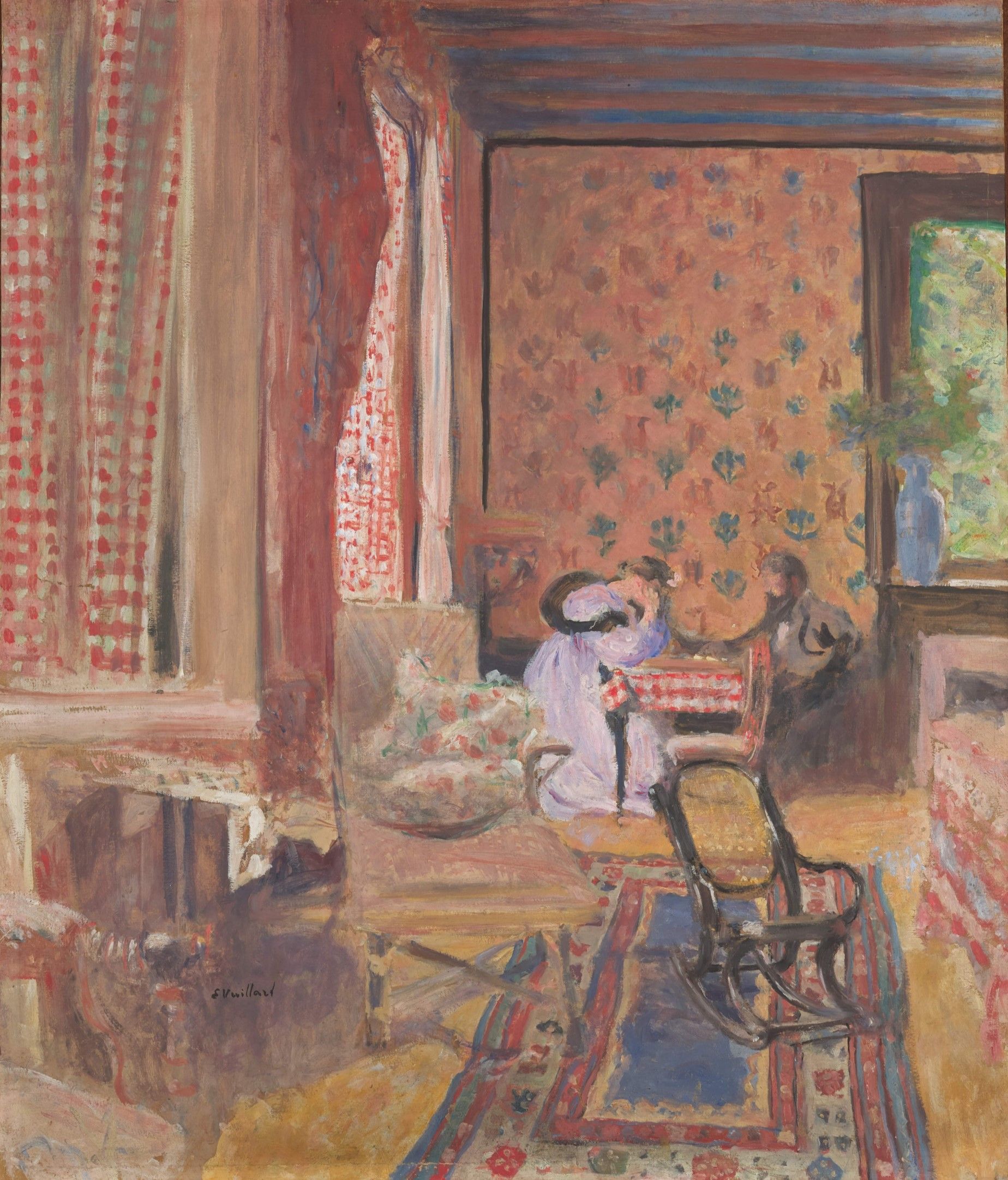 Edouard Vuillard, At the board game (La partie de Dames), 1902 Oil on wood 68.2 x 58.4 cm